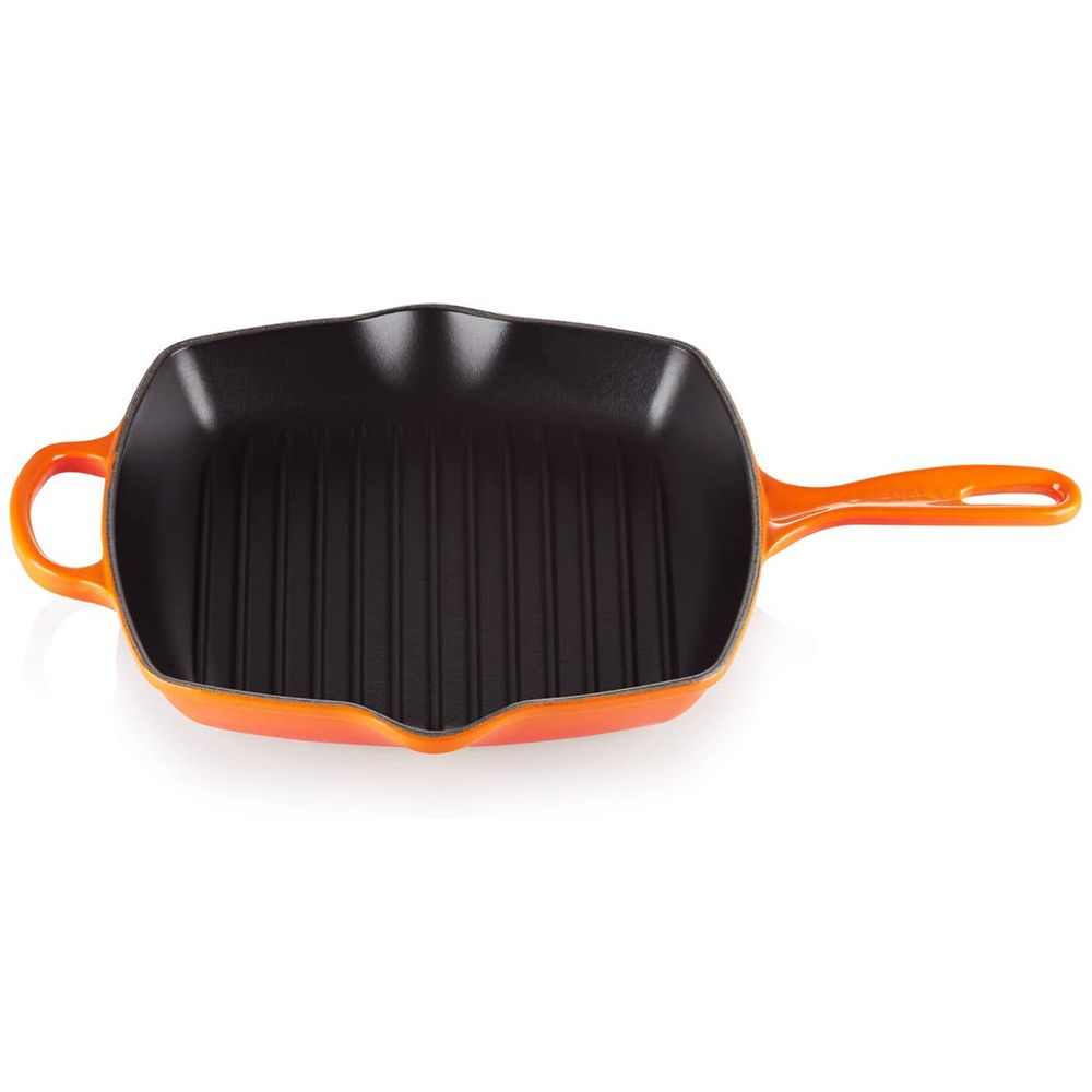 chao nuong vuong lecreuset grillpfanne quadratisch 26cm orange