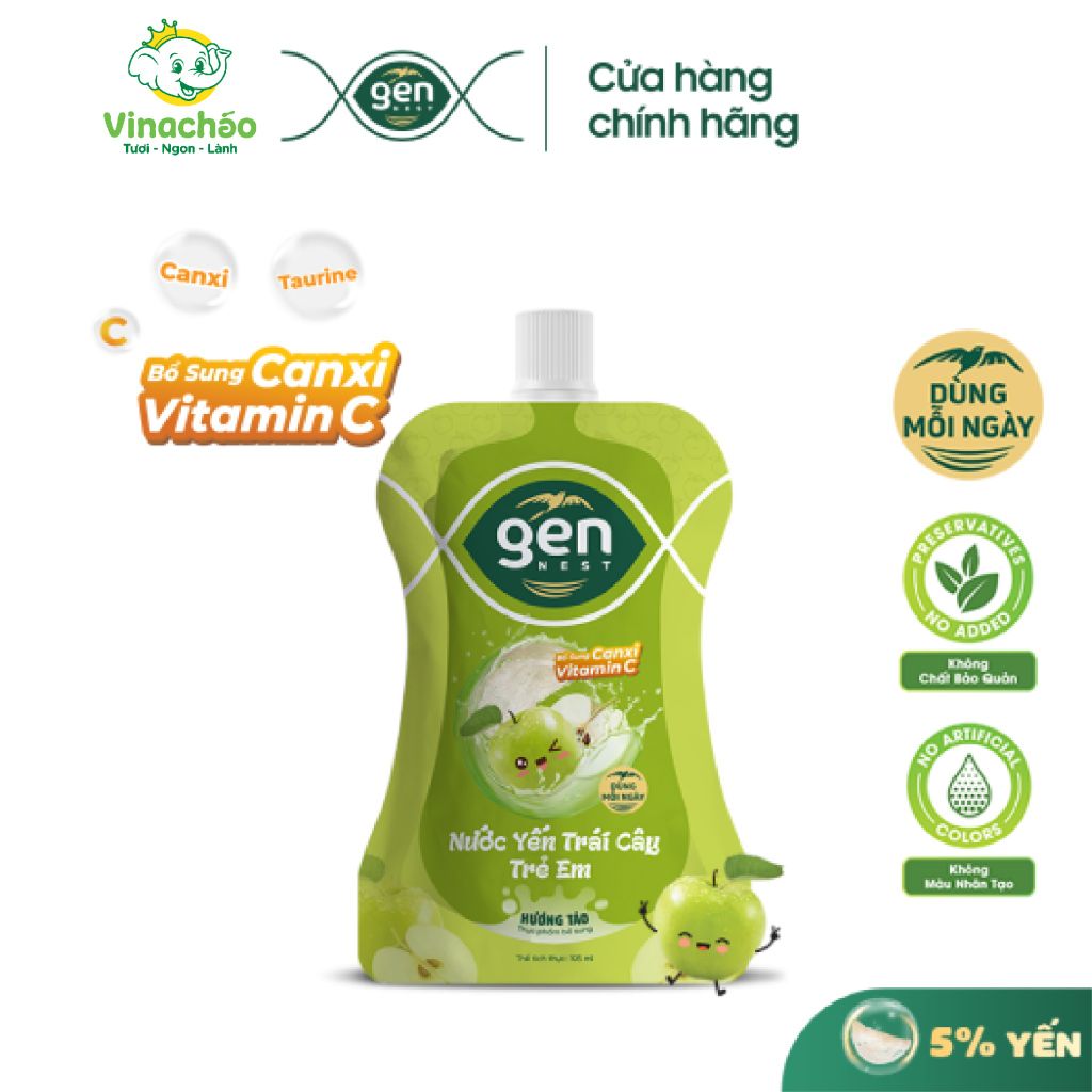Nước yến trái cây trẻ em Gennest hương táo ( túi 105ml)