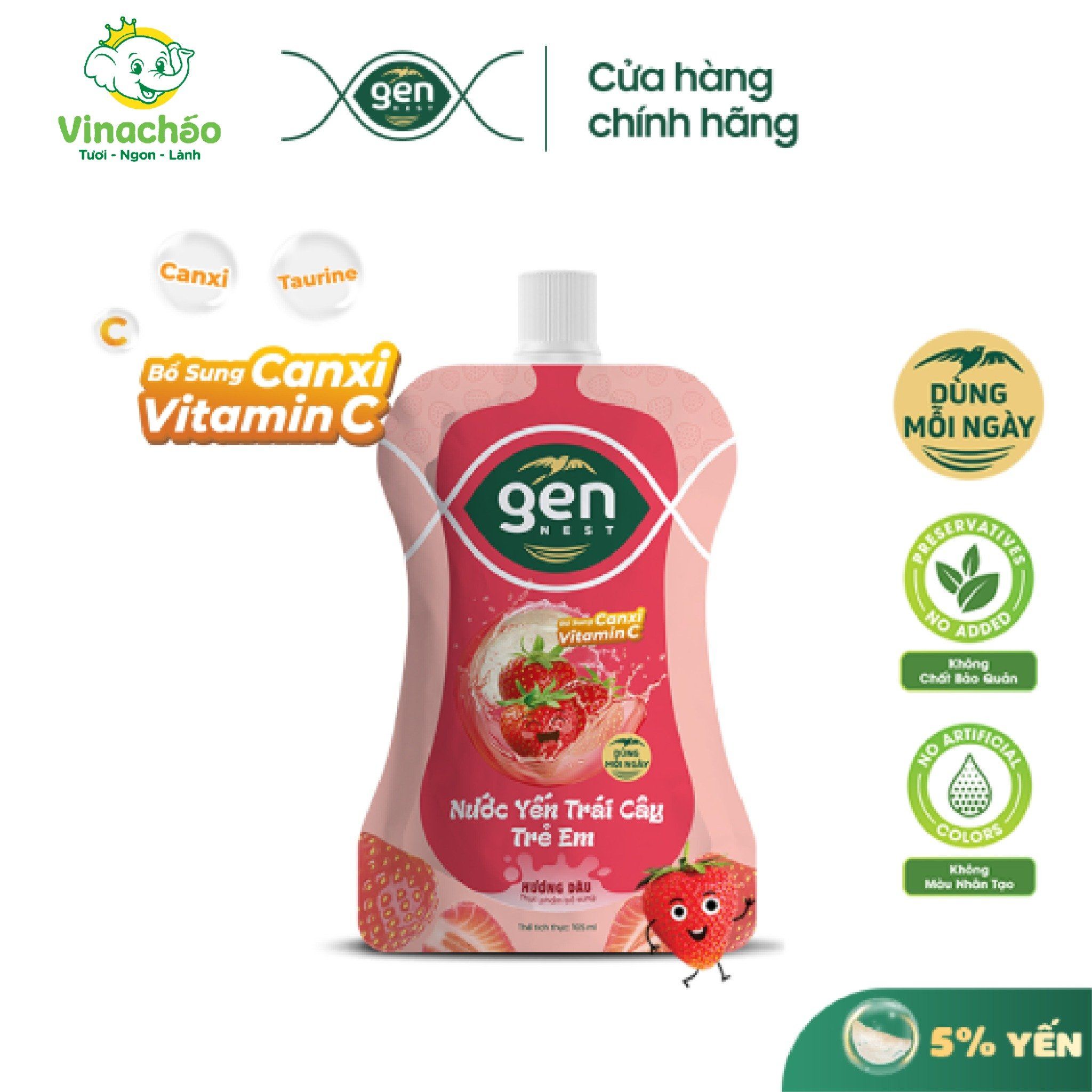 Nước yến trái cây Gen Nest hương dâu 105ml