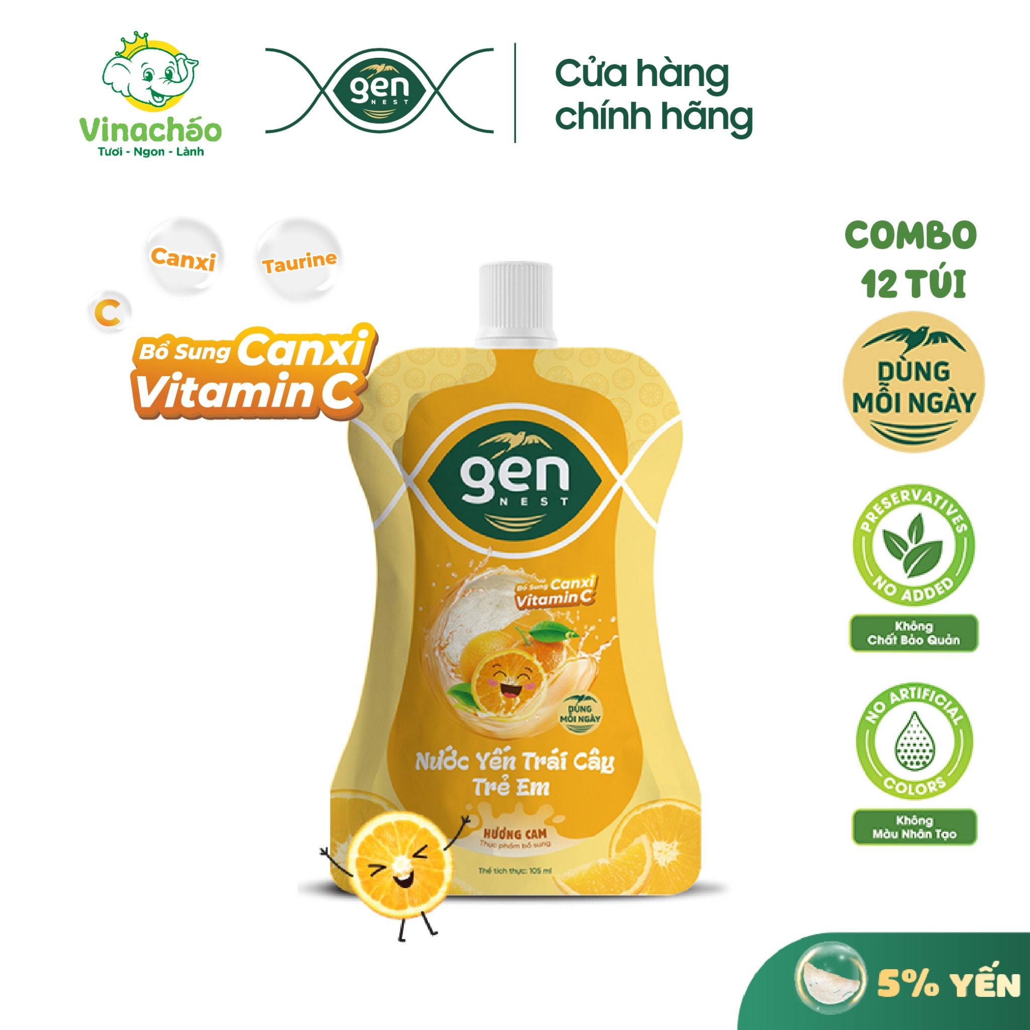 Nước yến trái cây Gen Nest hương cam 105ml