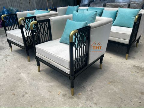 Sofa Caracole Chawoo 61A tay & chân đồng