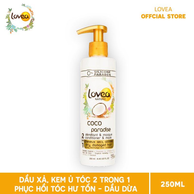Dầu Xả, Kem Ủ Tóc Phục Hồi Tóc Lovea Coco Paradise Chiết Xuất Dầu Dừa 250ML