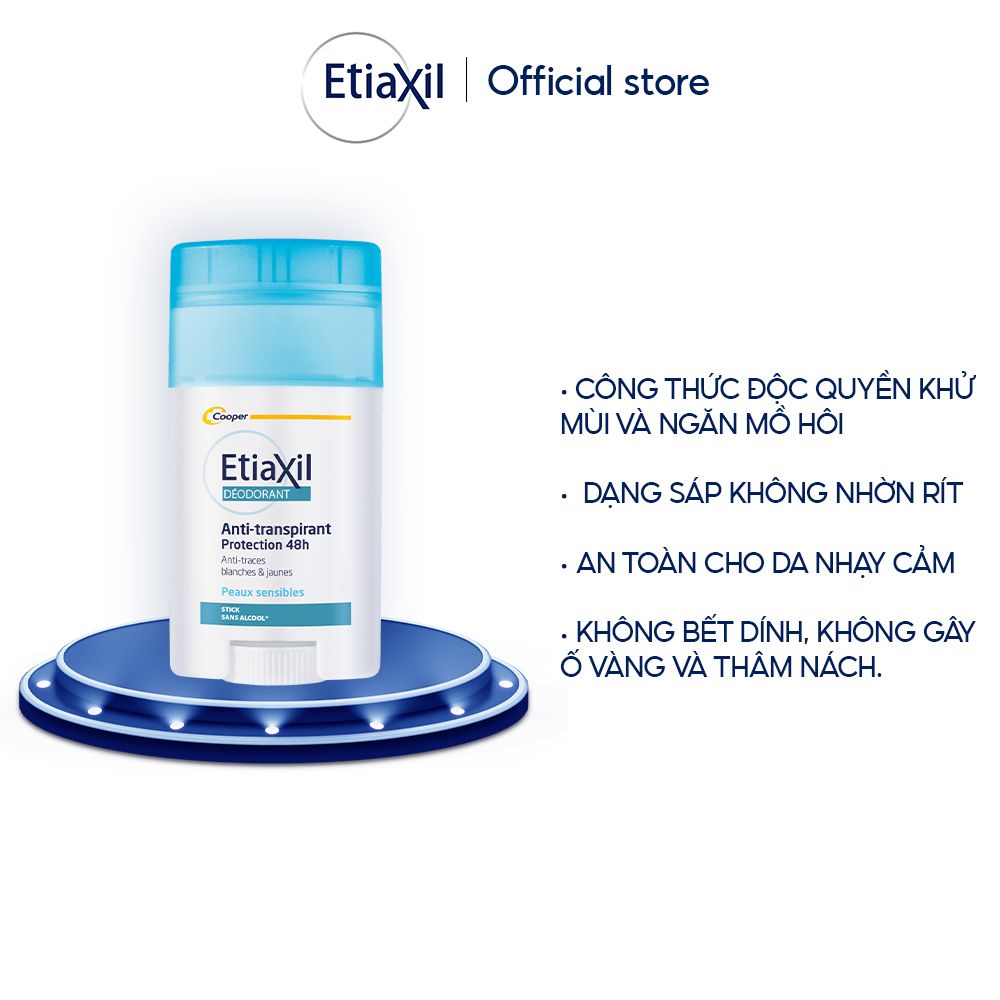 ETIAXIL DEODORANT ANTI-TRANSPIRANT Protection 48H Peaux Sensibles Stick 40ML -ETIAXIL DÒNG HÀNG NGÀY - KHỬ MÙI DẠNG SÁP DÀNH CHO NAM NỮ