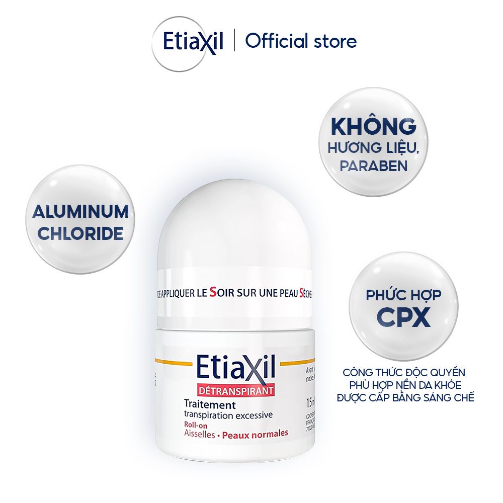Etiaxil DÉTRANSPIRANT Traitement transpiration excessive Aisselles Peaux normales 15ML - ETIAXIL DÒNG ĐẶC TRỊ - LĂN KHỬ MÙI VÀ CHỐNG MÙI ĐẶC TRỊ DÀNH CHO DA THƯỜNG