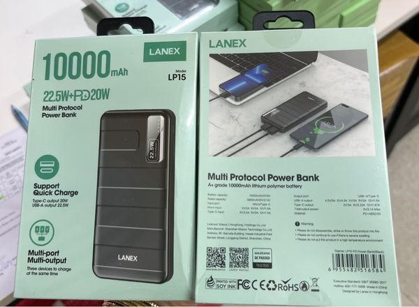 Pin Dự Phòng Lanex LP15 Abs Sạc Nhanh 22.5W 10000mAh (sl5-5/sl10-10)
