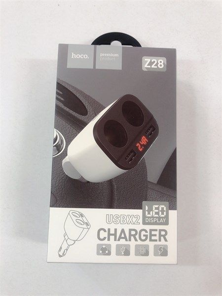 Cóc Sạc Xe ô tô - Hoco Z28 - sạc nhanh 2 Cổng Usb