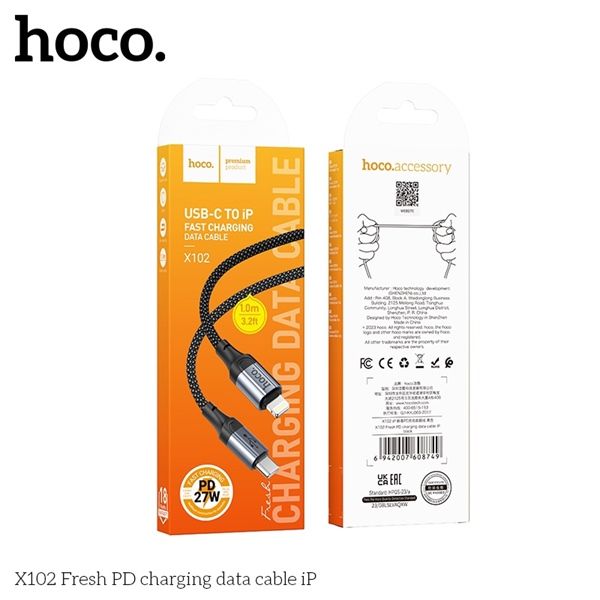 Cáp Sạc IPHONE - PD20W - Hoco X102- dù 1m