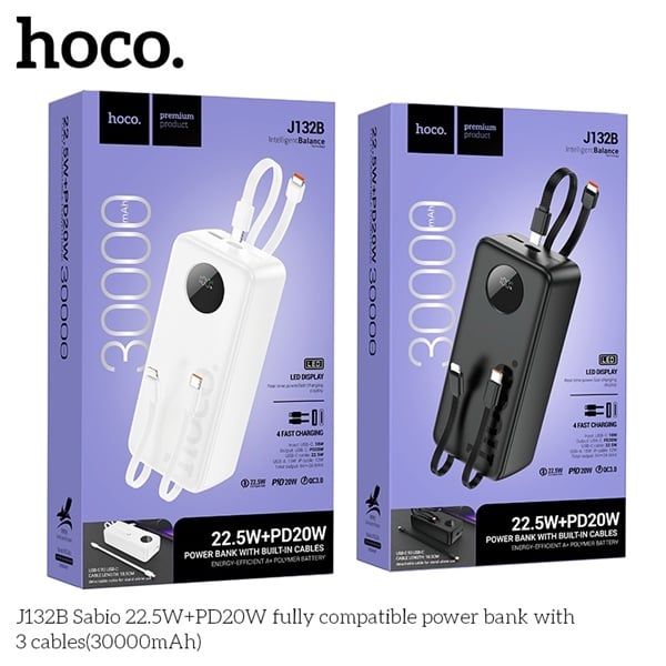 Pin Dự Phòng Hoco J132 10000mAh - Sạc Nhanh 22.5W- kèm dây