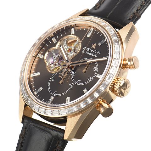 ZENITH EL PRIMERO OPEN CHRONOMASTER ROSE GOLD DIAMOND BEZEL 22.2080.4061/76.C494