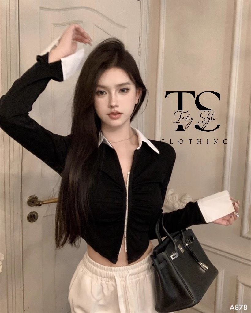  ÁO CROPTOP SƠMI DÀI TAY - A878 