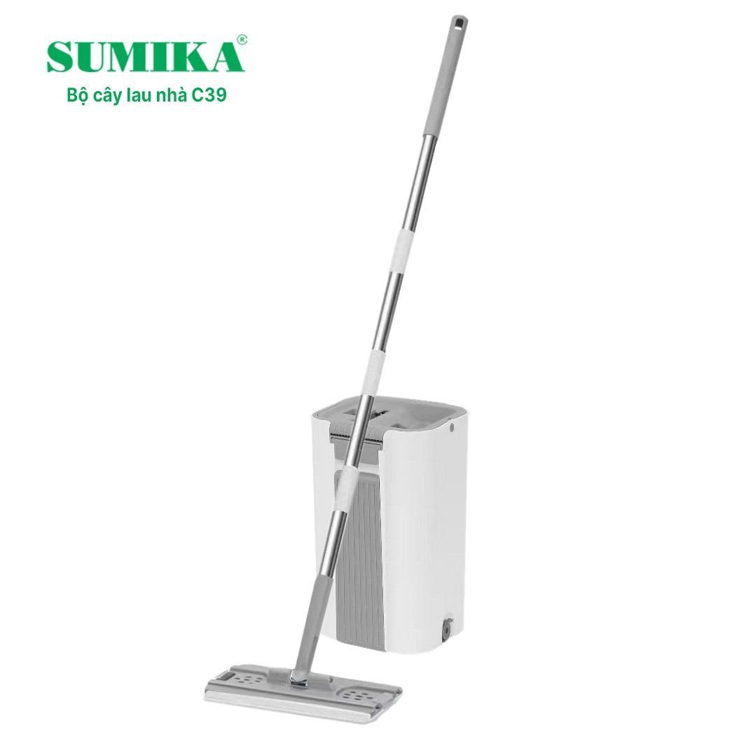 Bộ cây lau nhà SUMIKA C39, thùng lau nhà 2 ngăn tự vắt