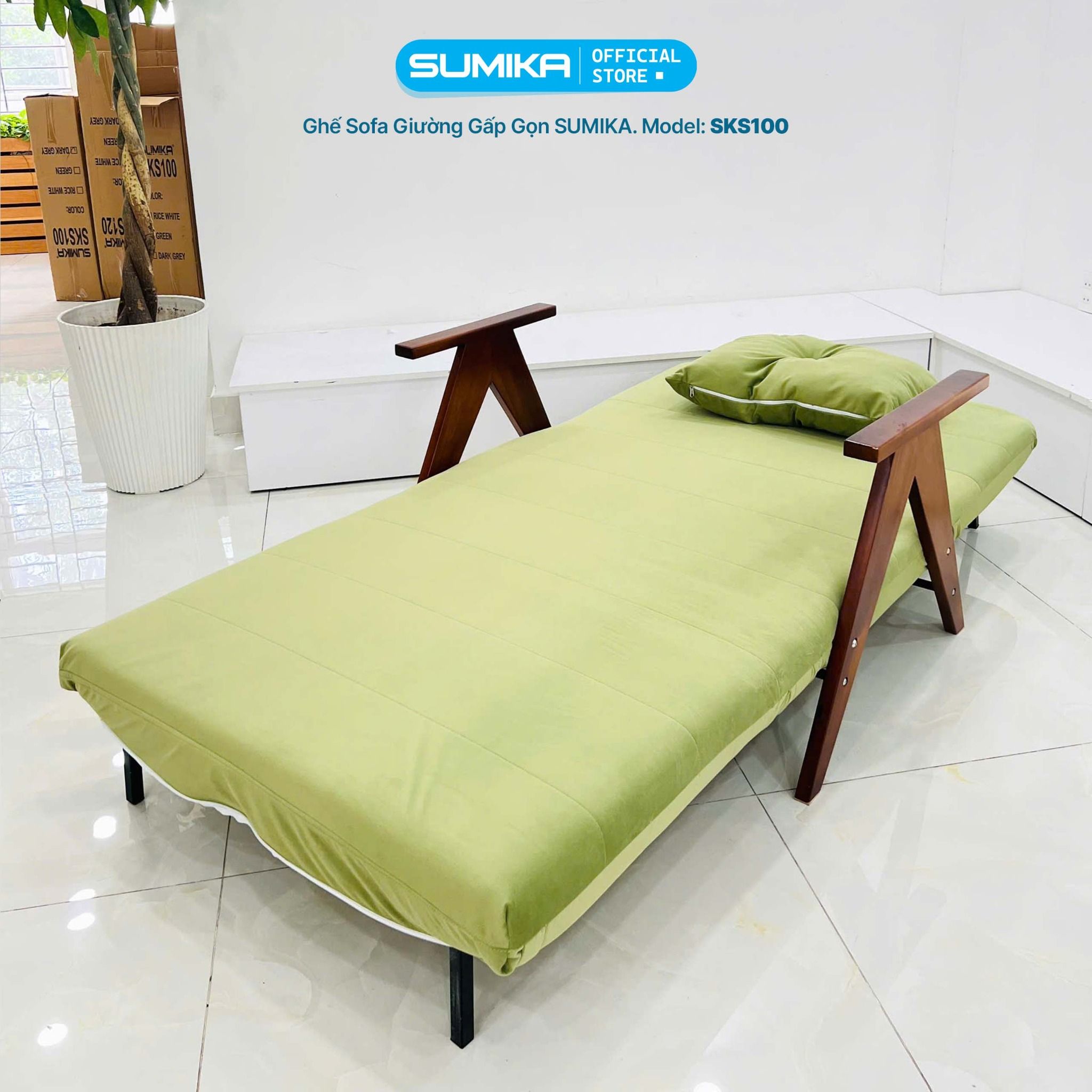 Ghế sofa giường gấp gọn SUMIKA SKS100, rộng 100cm