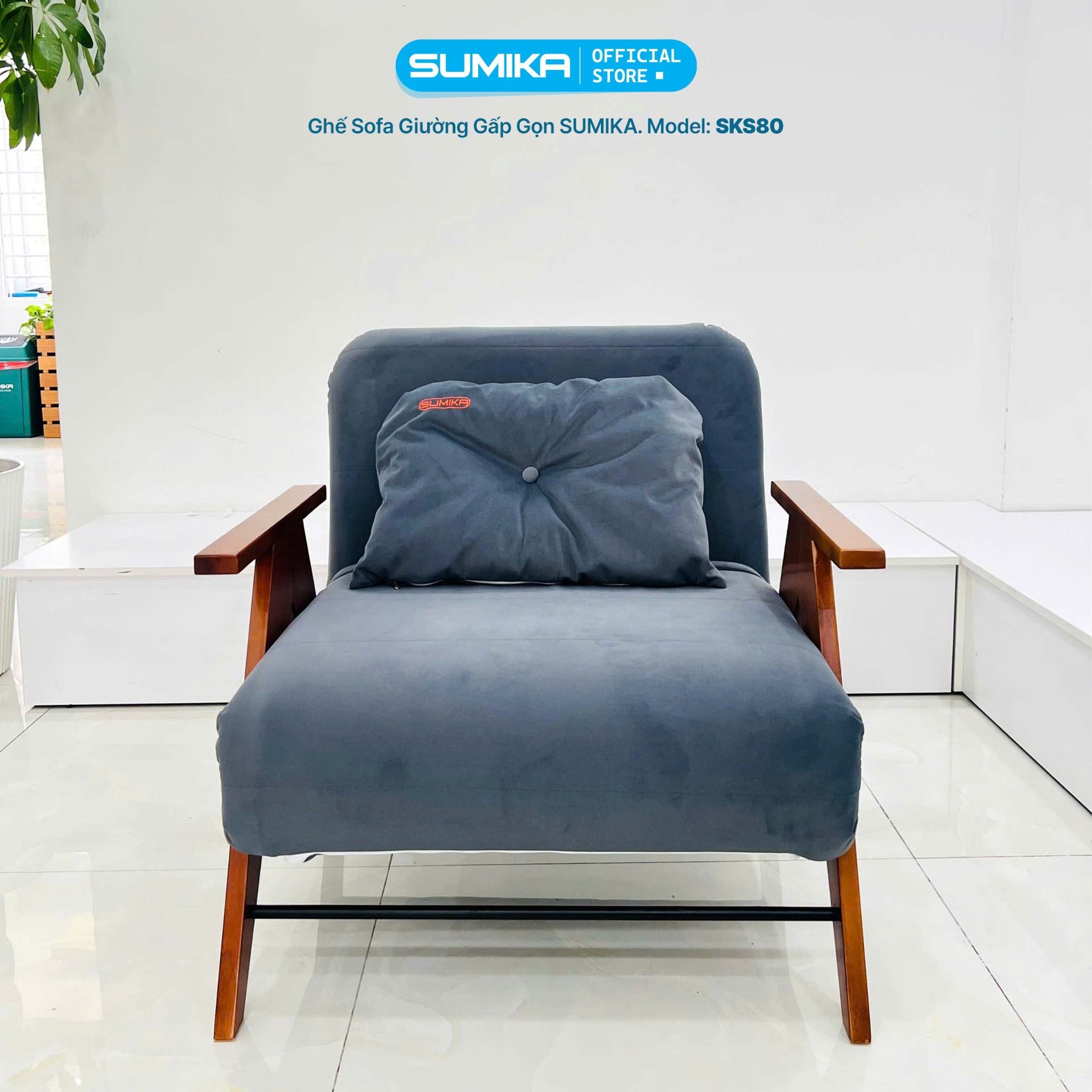 Ghế sofa giường gấp gọn SUMIKA SKS80, rộng 80cm