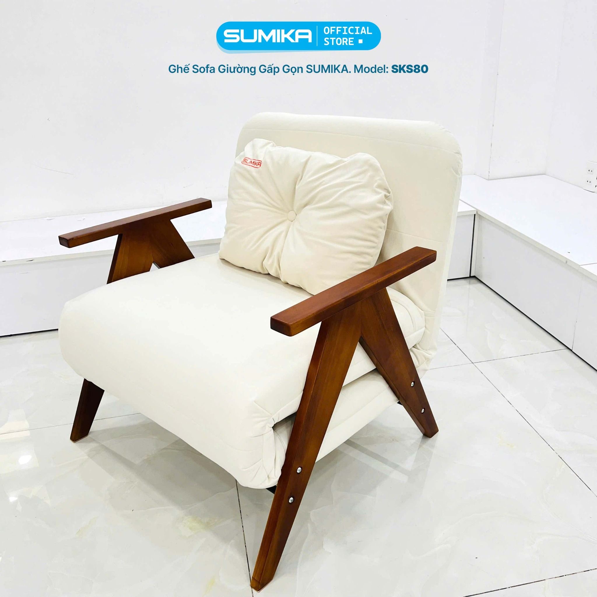 Ghế sofa giường gấp gọn SUMIKA SKS80, rộng 80cm