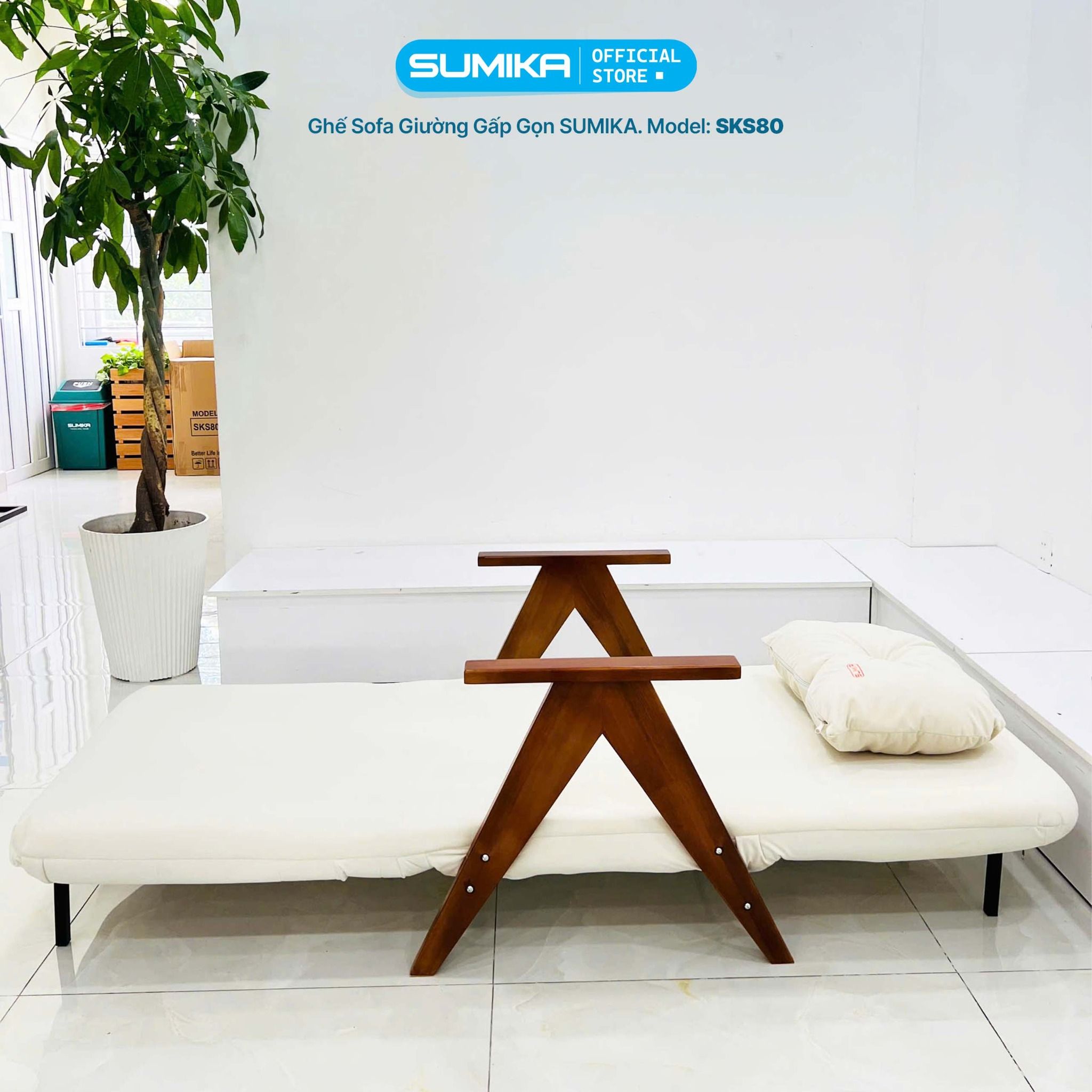 Ghế sofa giường gấp gọn SUMIKA SKS80, rộng 80cm