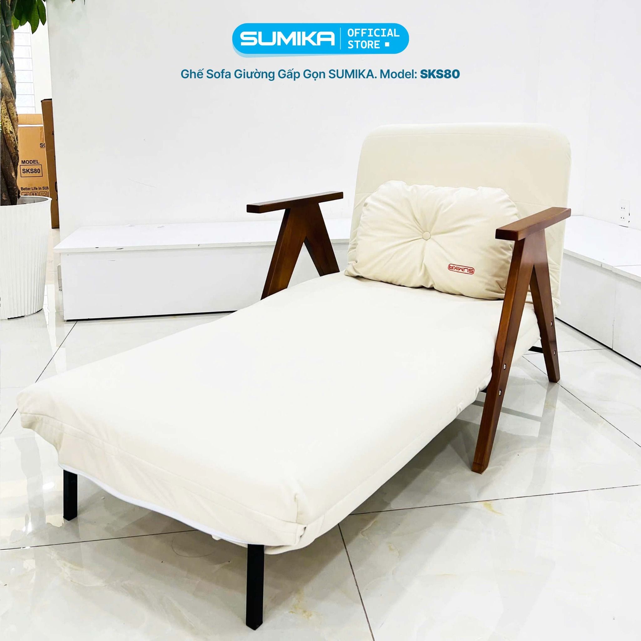 Ghế sofa giường gấp gọn SUMIKA SKS80, rộng 80cm