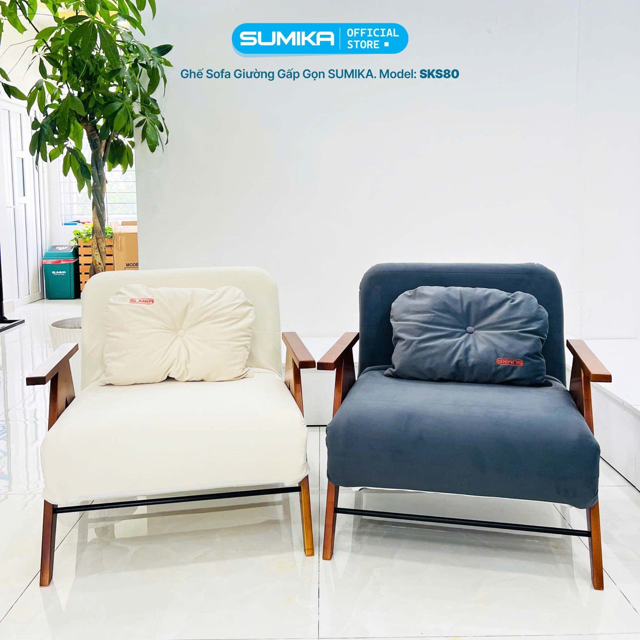 Ghế sofa giường gấp gọn SUMIKA SKS80, rộng 80cm