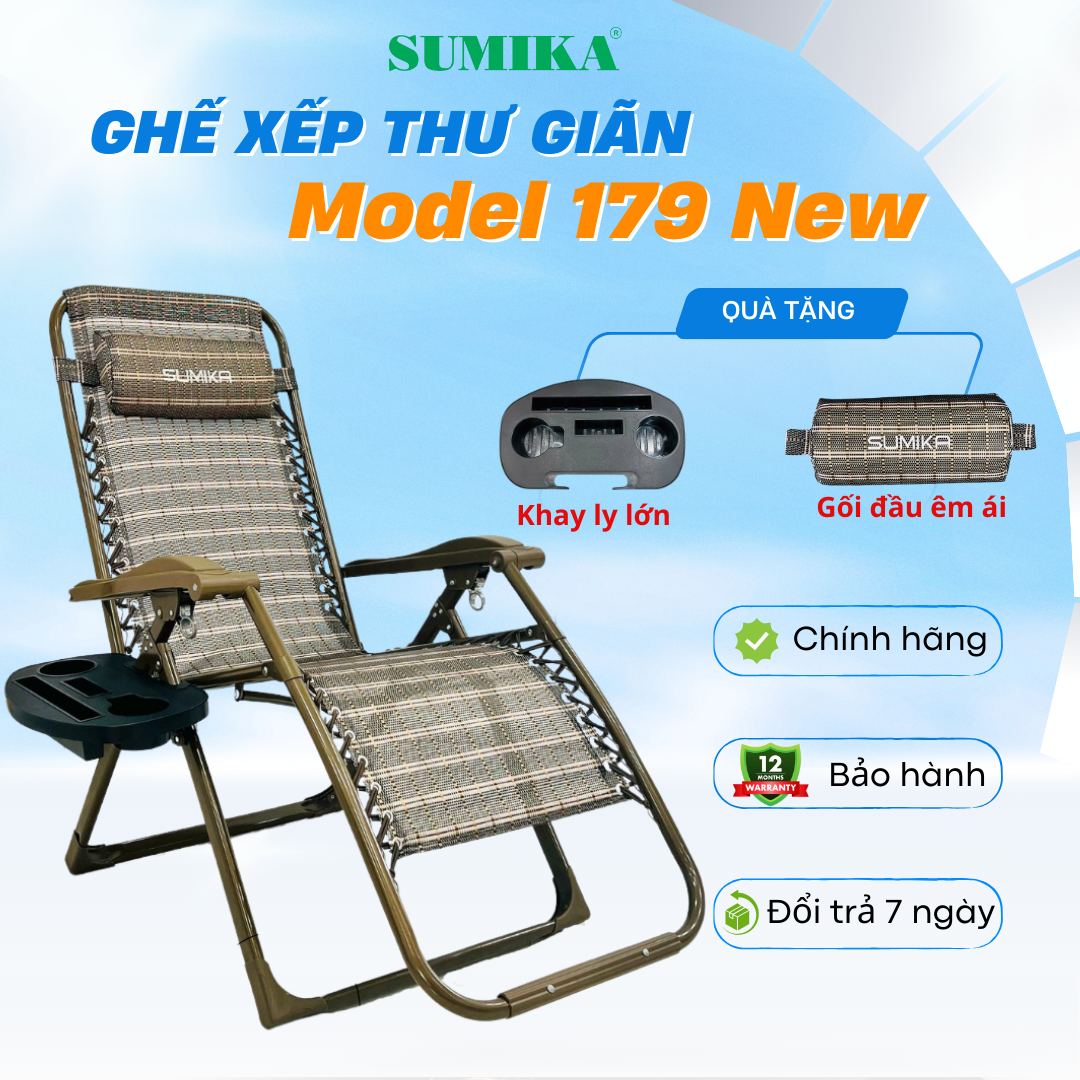 Ghế xếp thư giãn Sumika 179 NEW, tải trọng 300kg