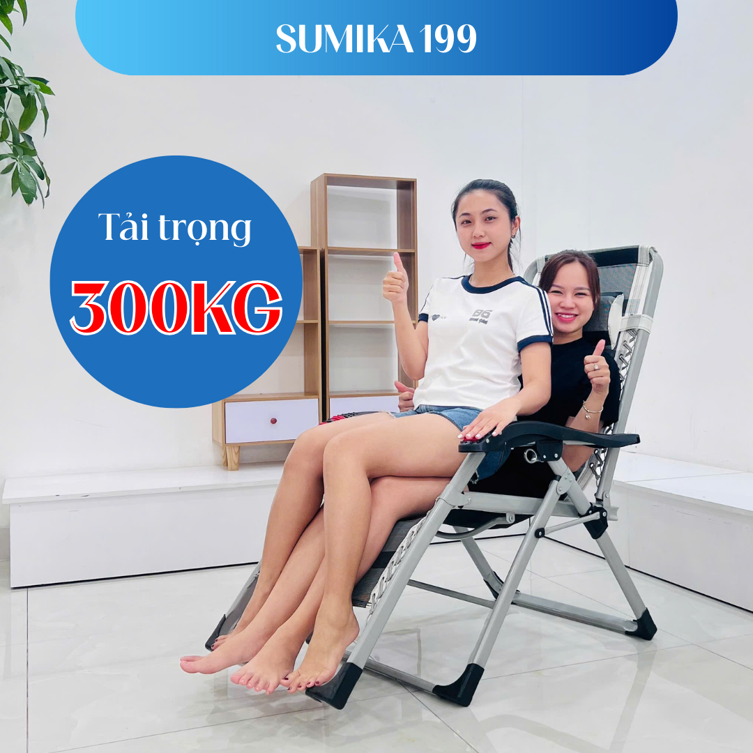 Ghế xếp thư giãn SUMIKA 199, lăn tay massage, khung vuông cao cấp