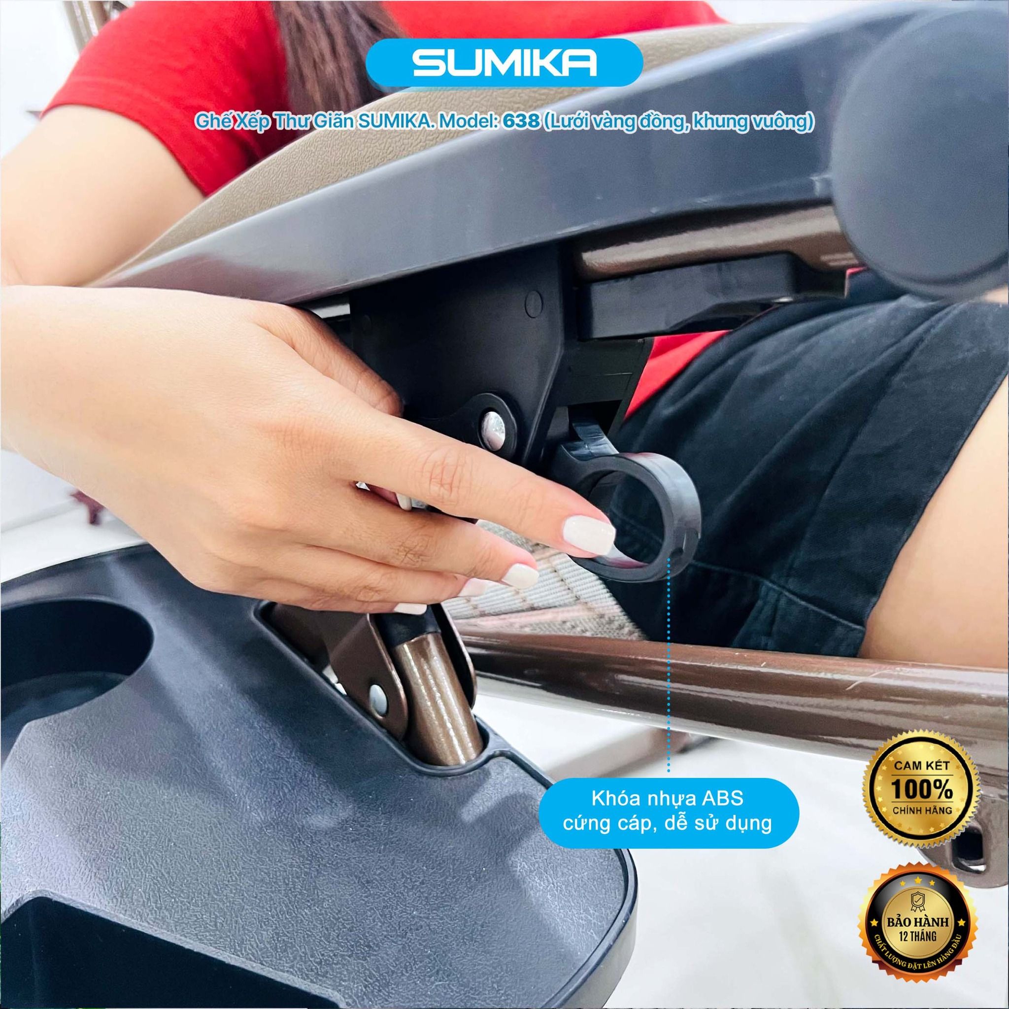 Ghế xếp thư giãn SUMIKA 638, bề rộng 73cm, tải trọng 300kg