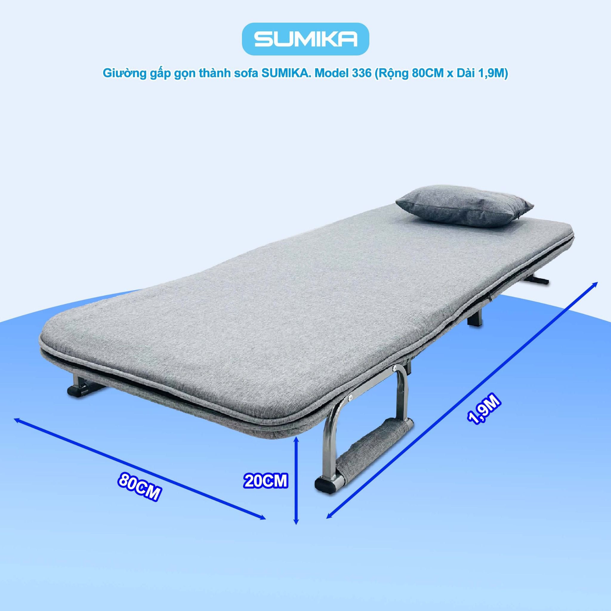 Ghế Sofa giường thông minh gấp gọn SUMIKA 336, rộng 80cm