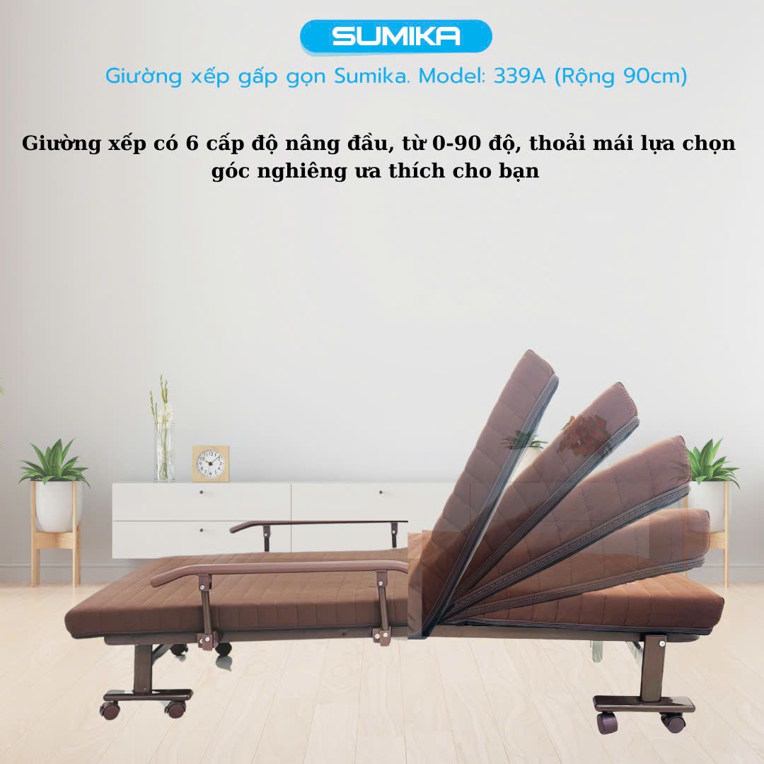 Giường nệm xếp gọn SUMIKA 339A, chiều rộng 90cm