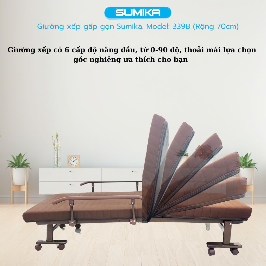 Giường nệm xếp gọn SUMIKA 339B, chiều rộng 70cm
