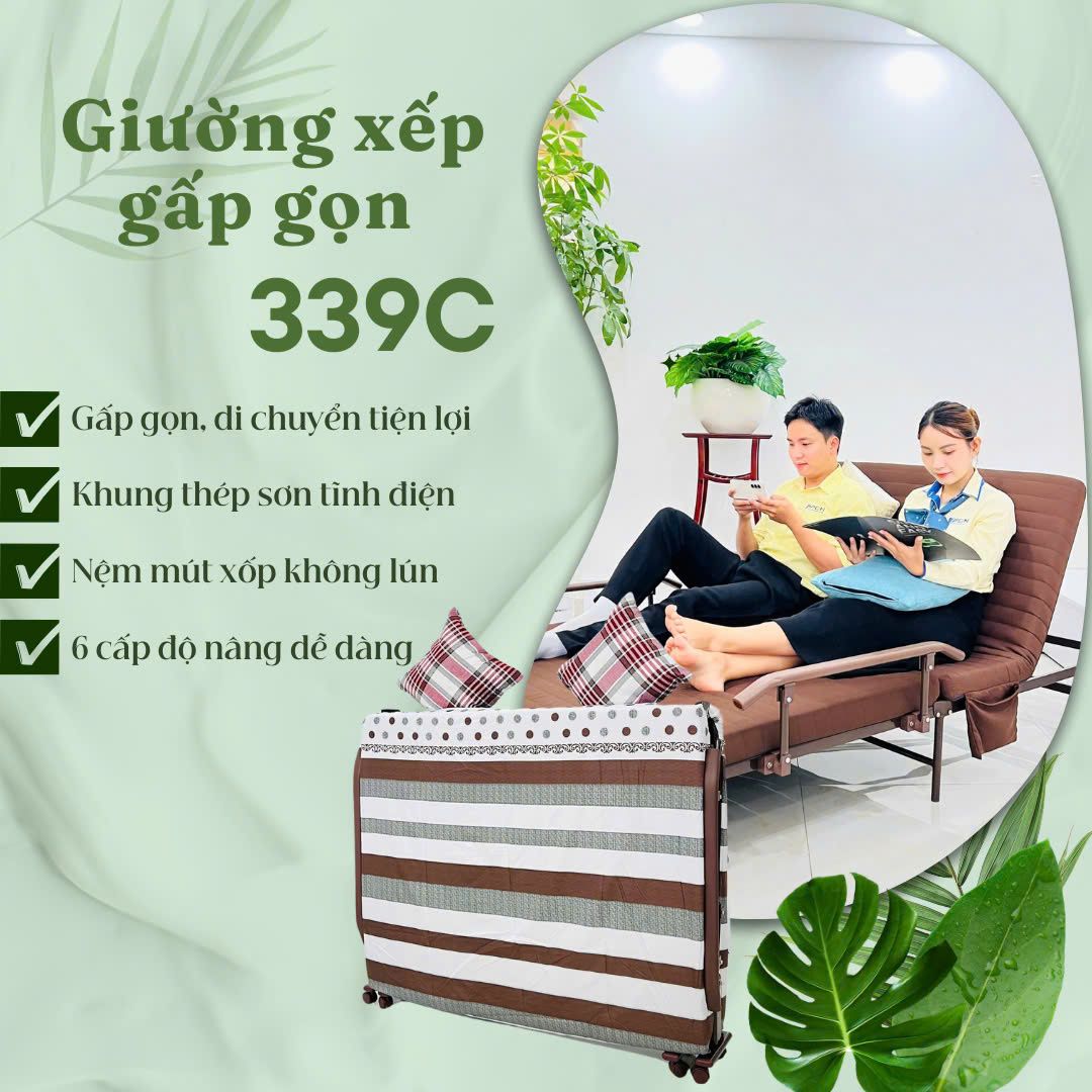 Giường nệm xếp gọn SUMIKA 339C, chiều rộng 120cm