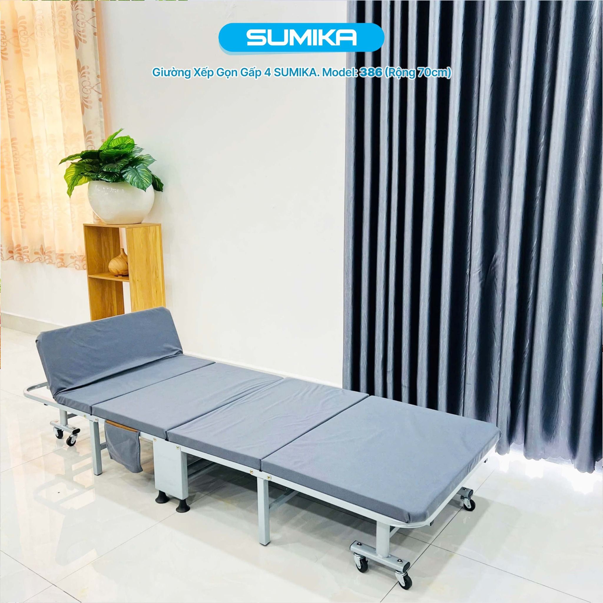 Giường xếp gấp gọn di động SUMIKA 386, rộng 70cm