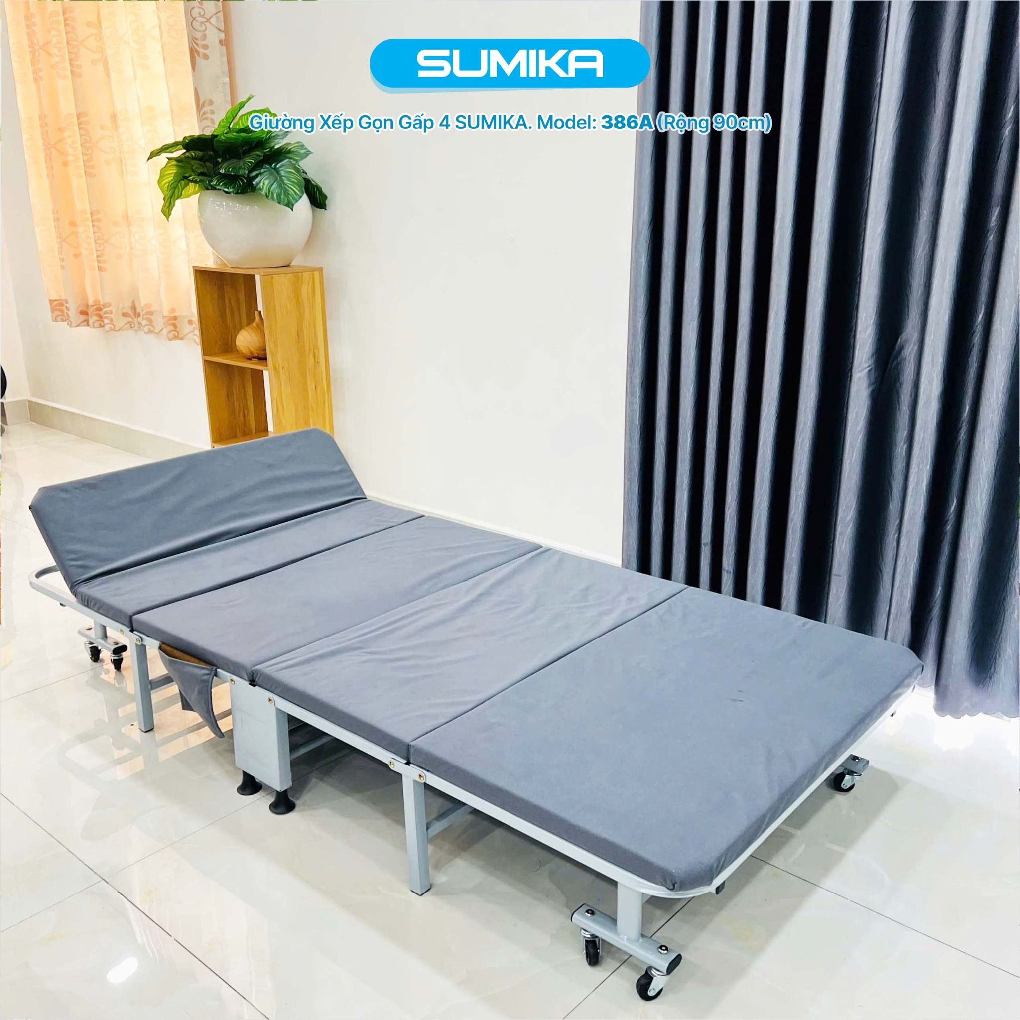 Giường xếp gấp gọn di động SUMIKA 386A, rộng 90cm