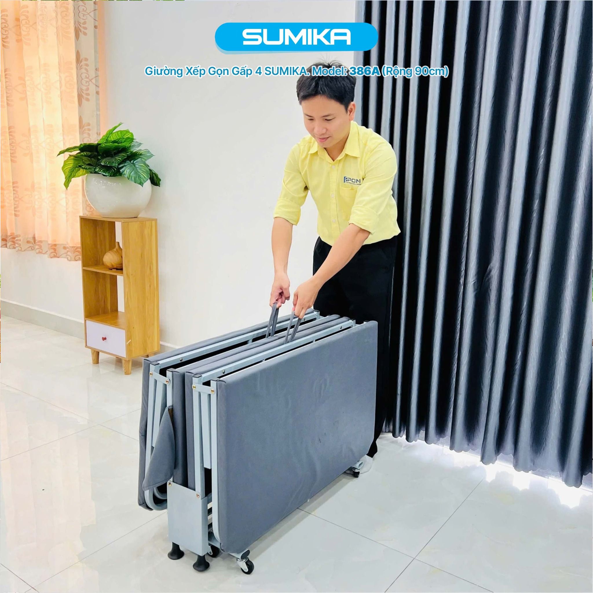 Giường xếp gấp gọn di động SUMIKA 386A, rộng 90cm