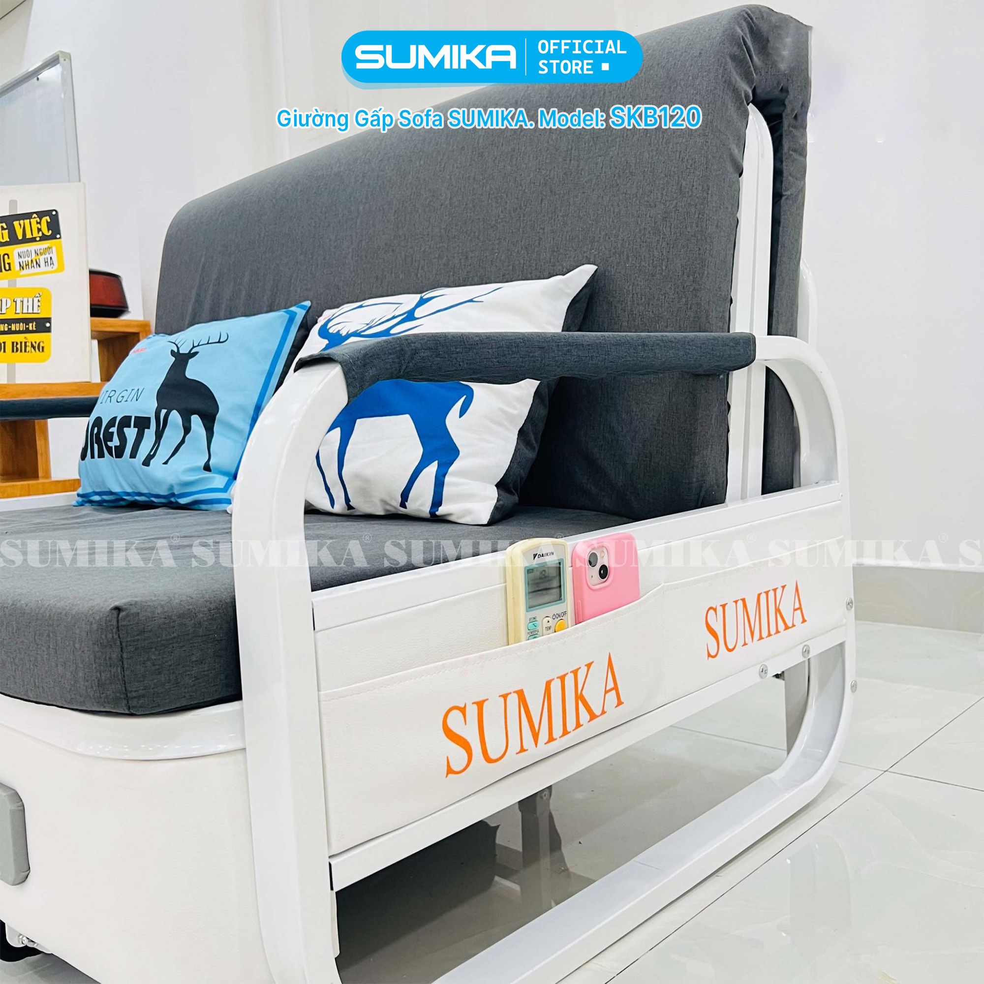 Giường xếp sofa gấp gọn SUMIKA SKB120, chiều rộng 1m2