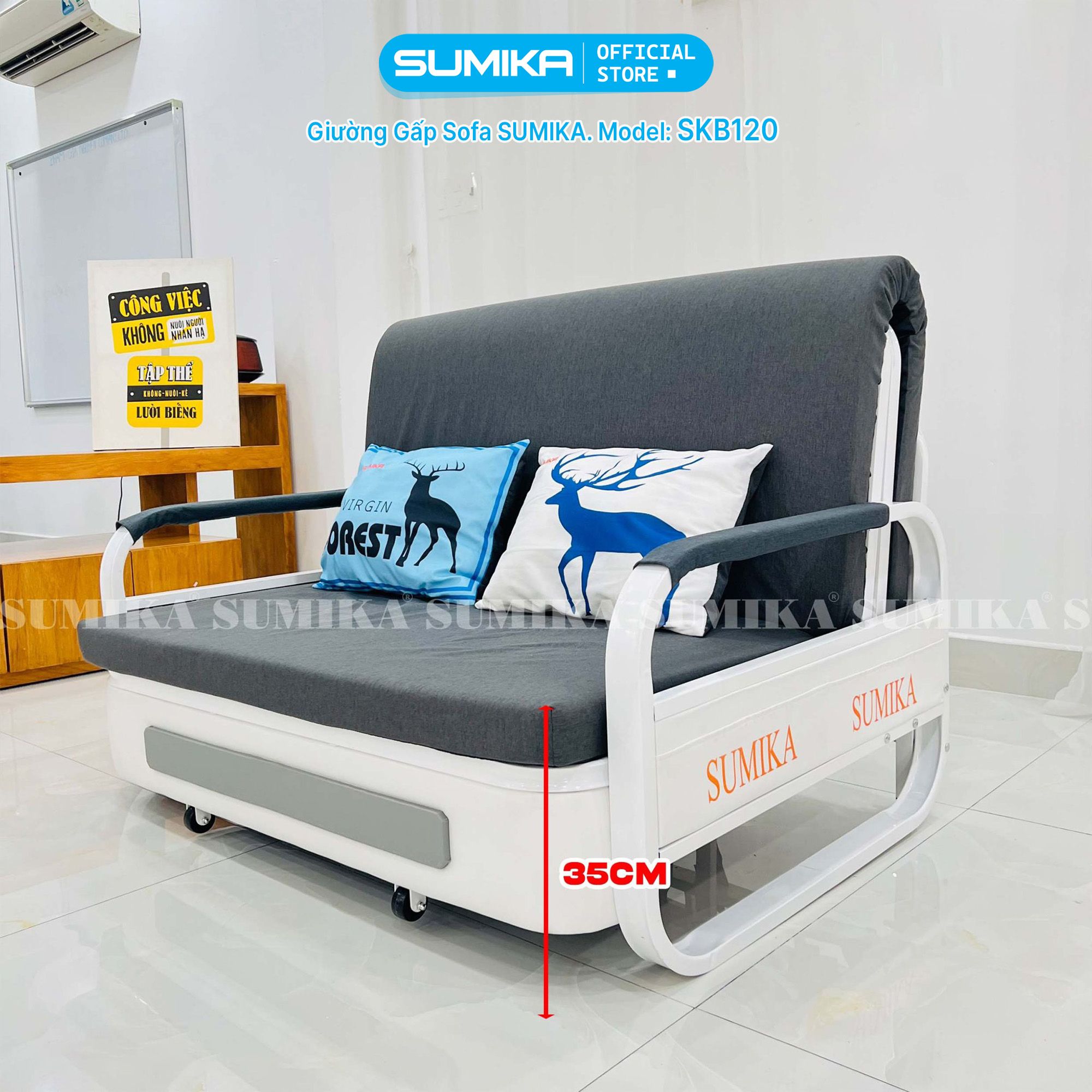 Giường xếp sofa gấp gọn SUMIKA SKB120, chiều rộng 1m2