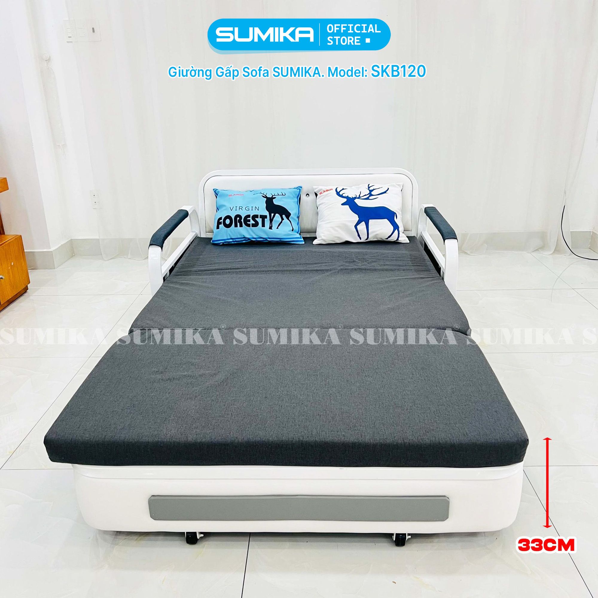 Giường xếp sofa gấp gọn SUMIKA SKB120, chiều rộng 1m2