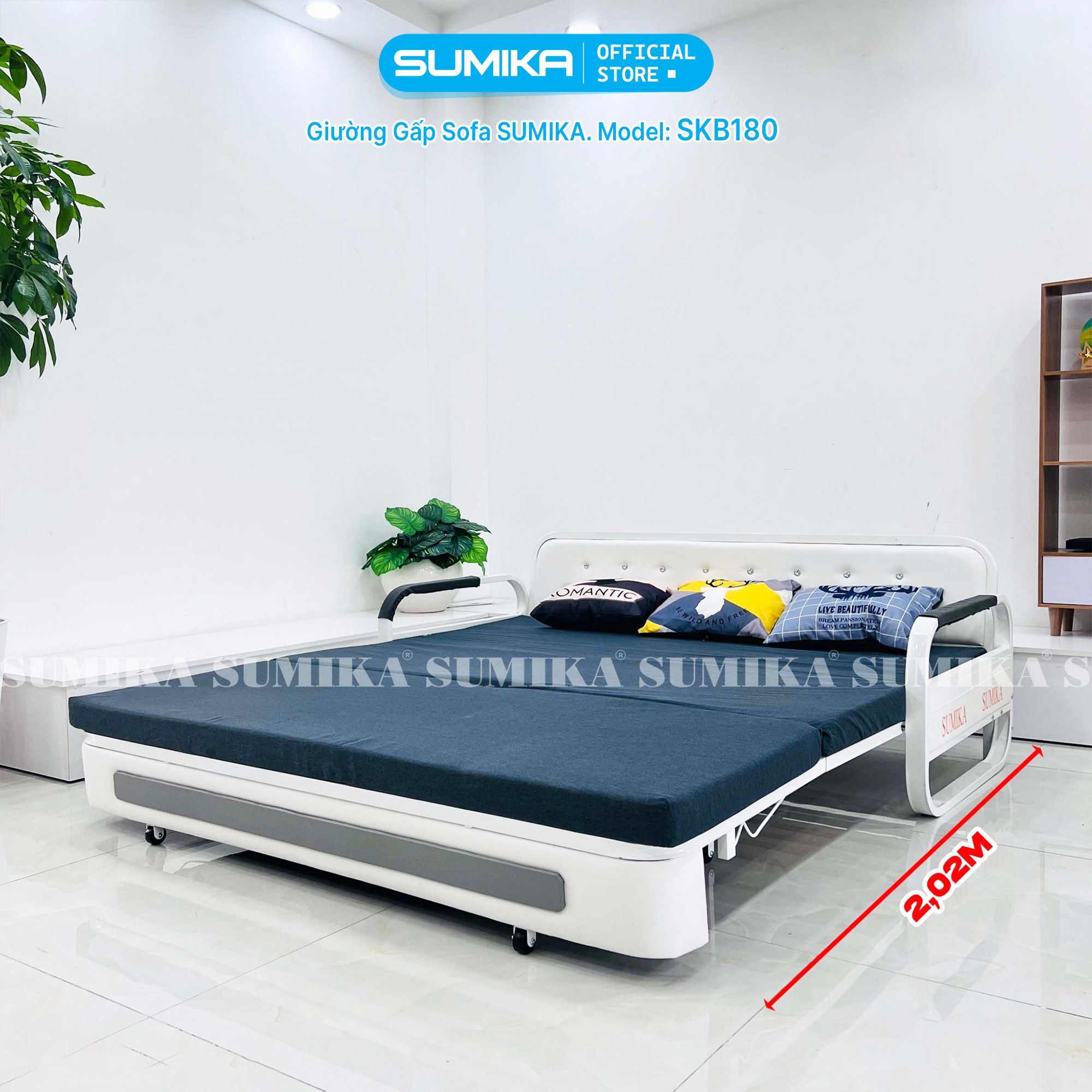 Giường xếp sofa gấp gọn SUMIKA SKB180, chiều rộng 1m8