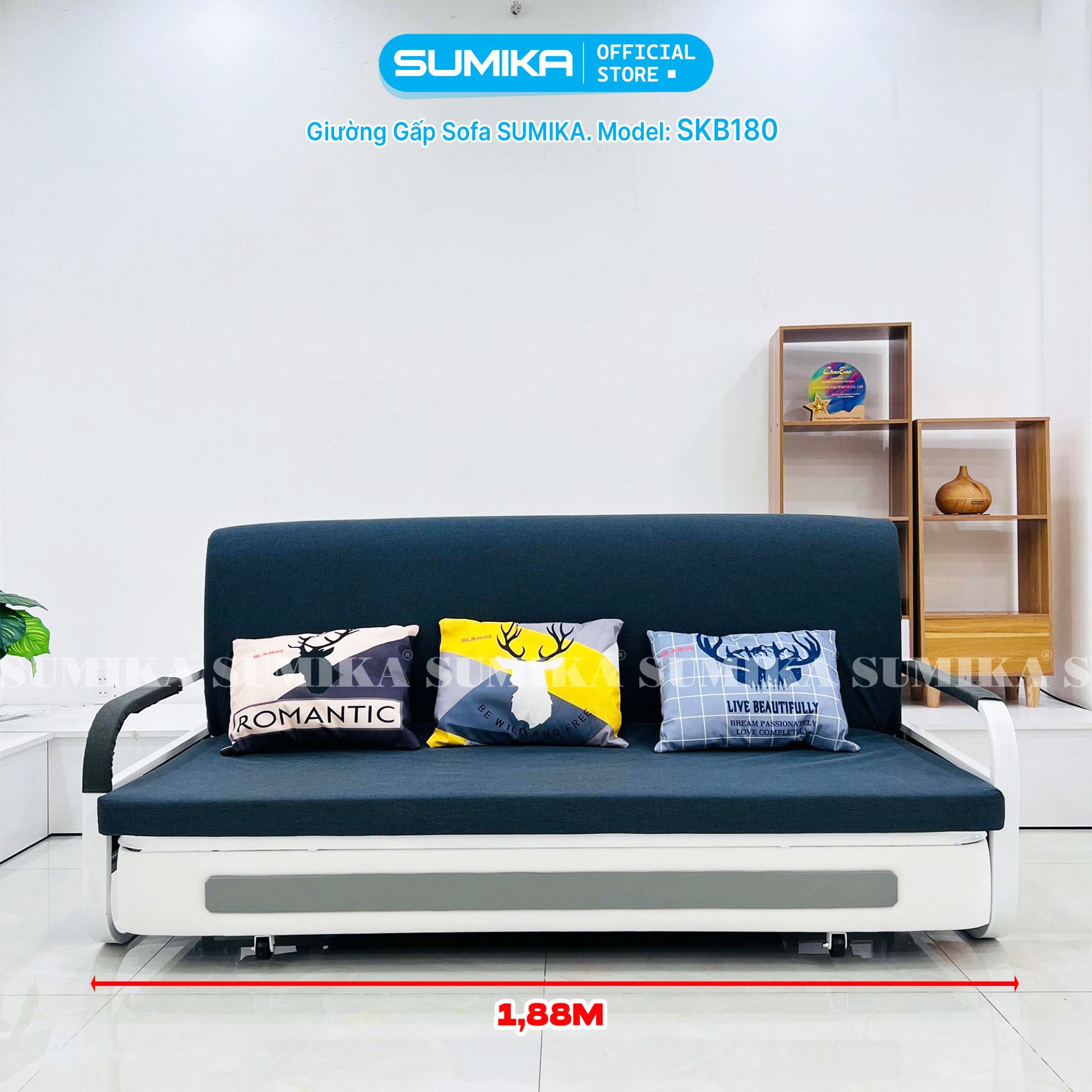 Giường xếp sofa gấp gọn SUMIKA SKB180, chiều rộng 1m8