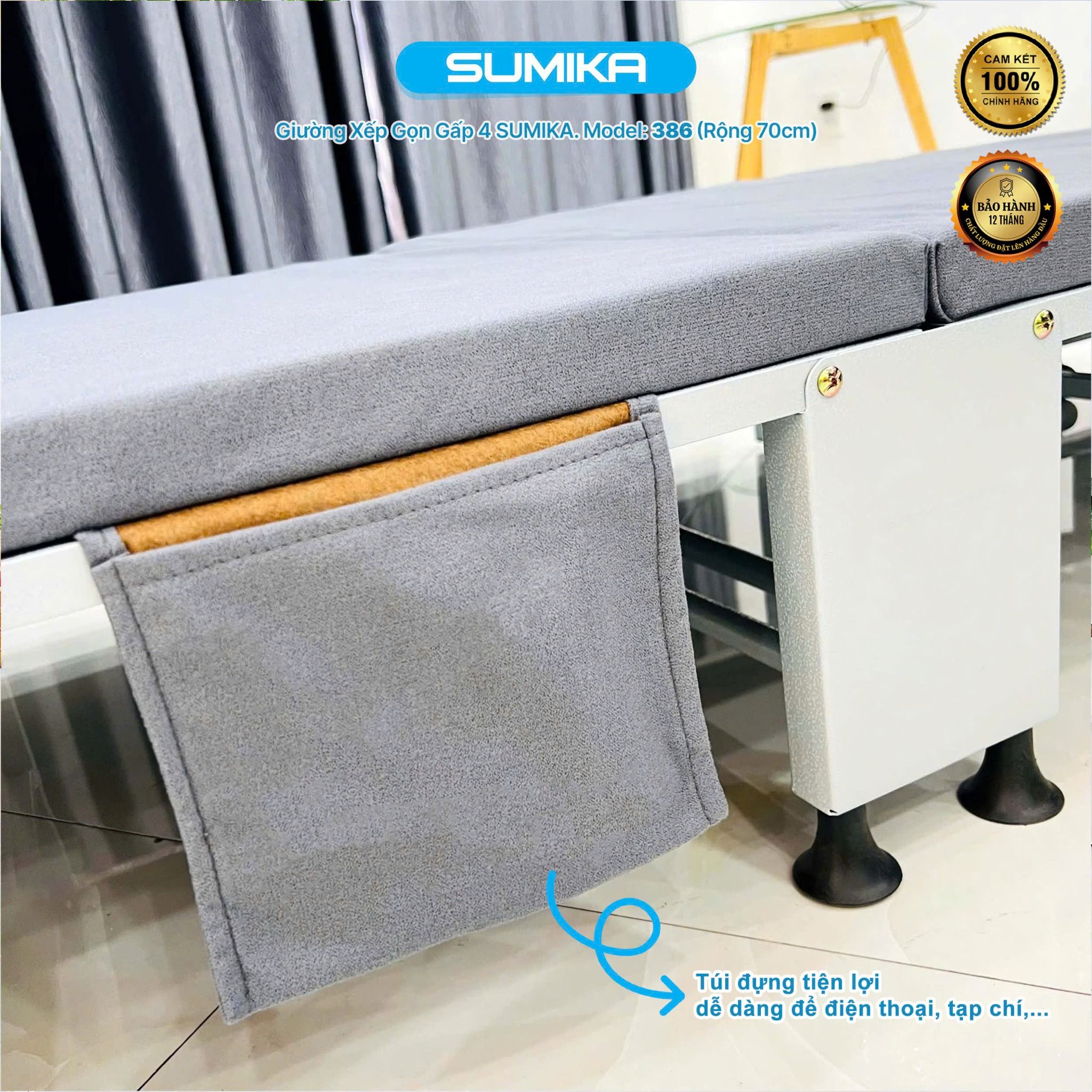 Giường xếp gấp gọn di động SUMIKA 386, rộng 70cm
