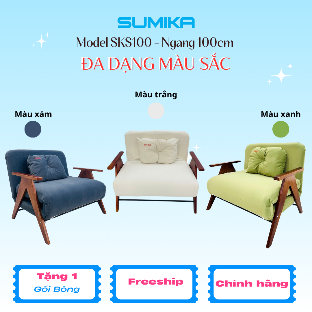 Ghế sofa giường gấp gọn SUMIKA SKS100, rộng 100cm