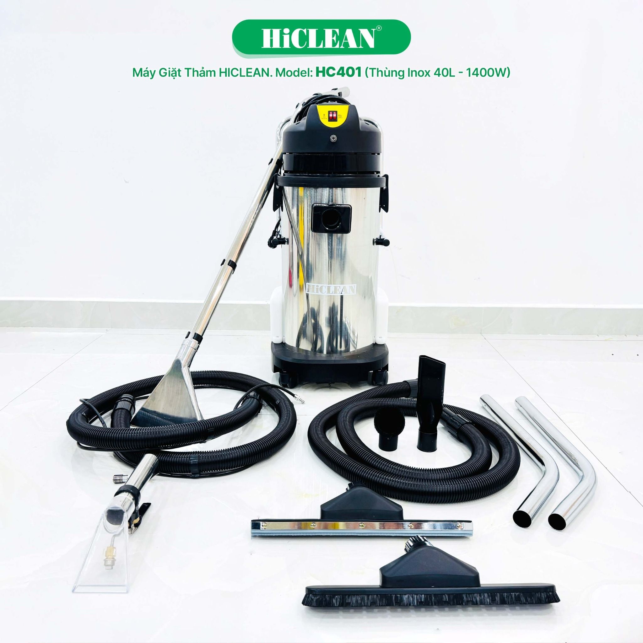 Máy giặt thảm phun hút HICLEAN HC401, công suất 1400W
