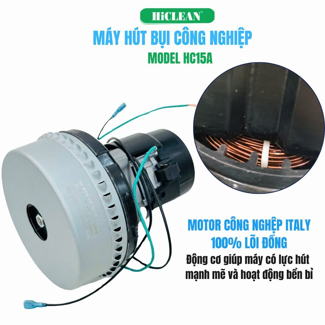 Máy hút bụi công nghiệp HiClean HC15A, công suất 1500W