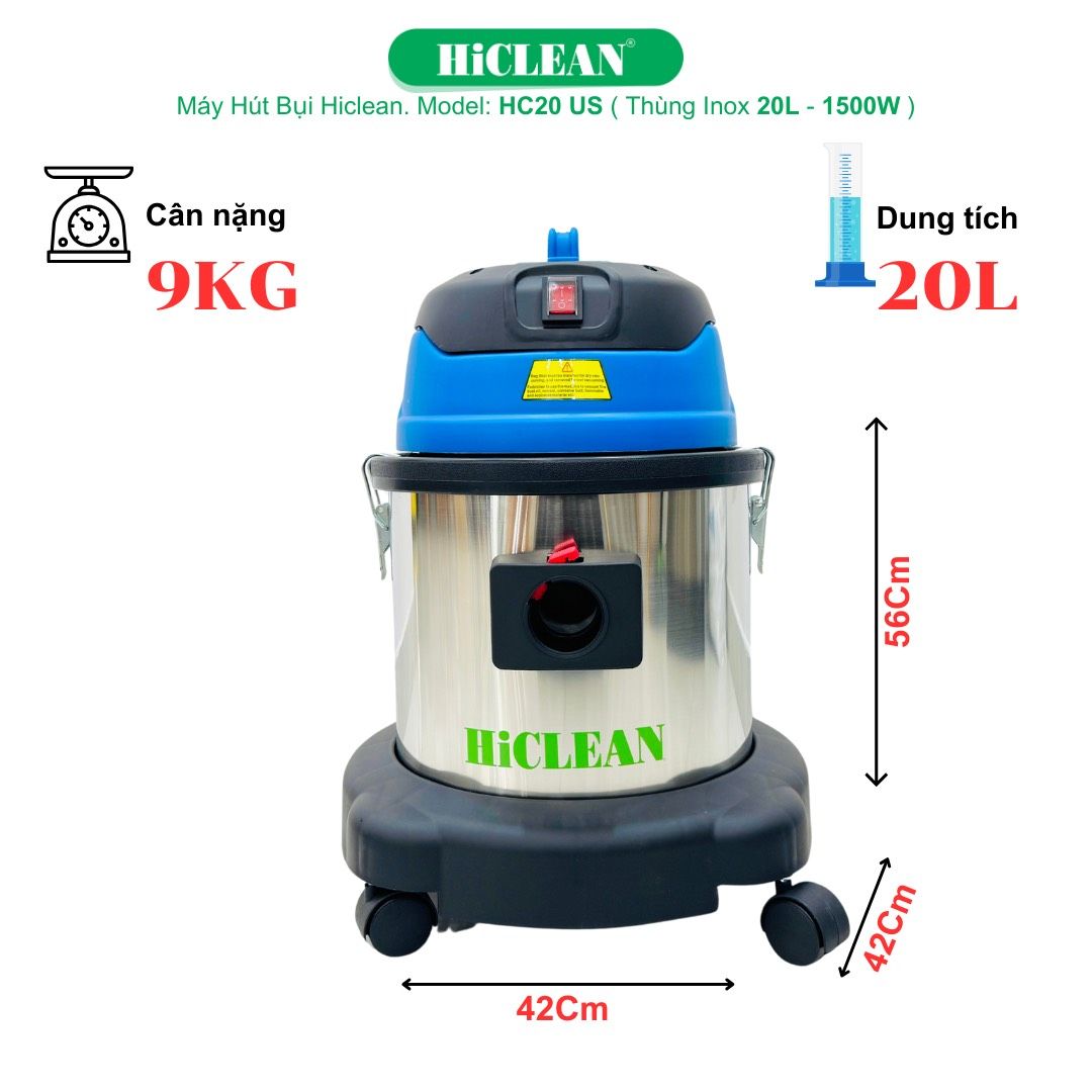 Máy hút bụi công nghiệp HiClean HC20/US, công suất 1500W