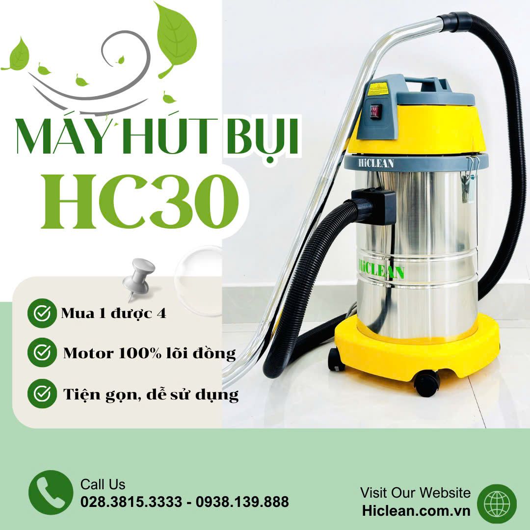 Máy hút bụi khô ướt HiClean HC30, công suất 1200W