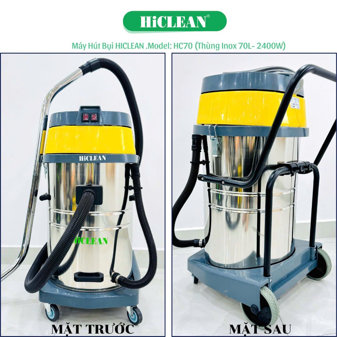 Máy hút bụi công nghiệp HiClean HC70, công suất 2400W