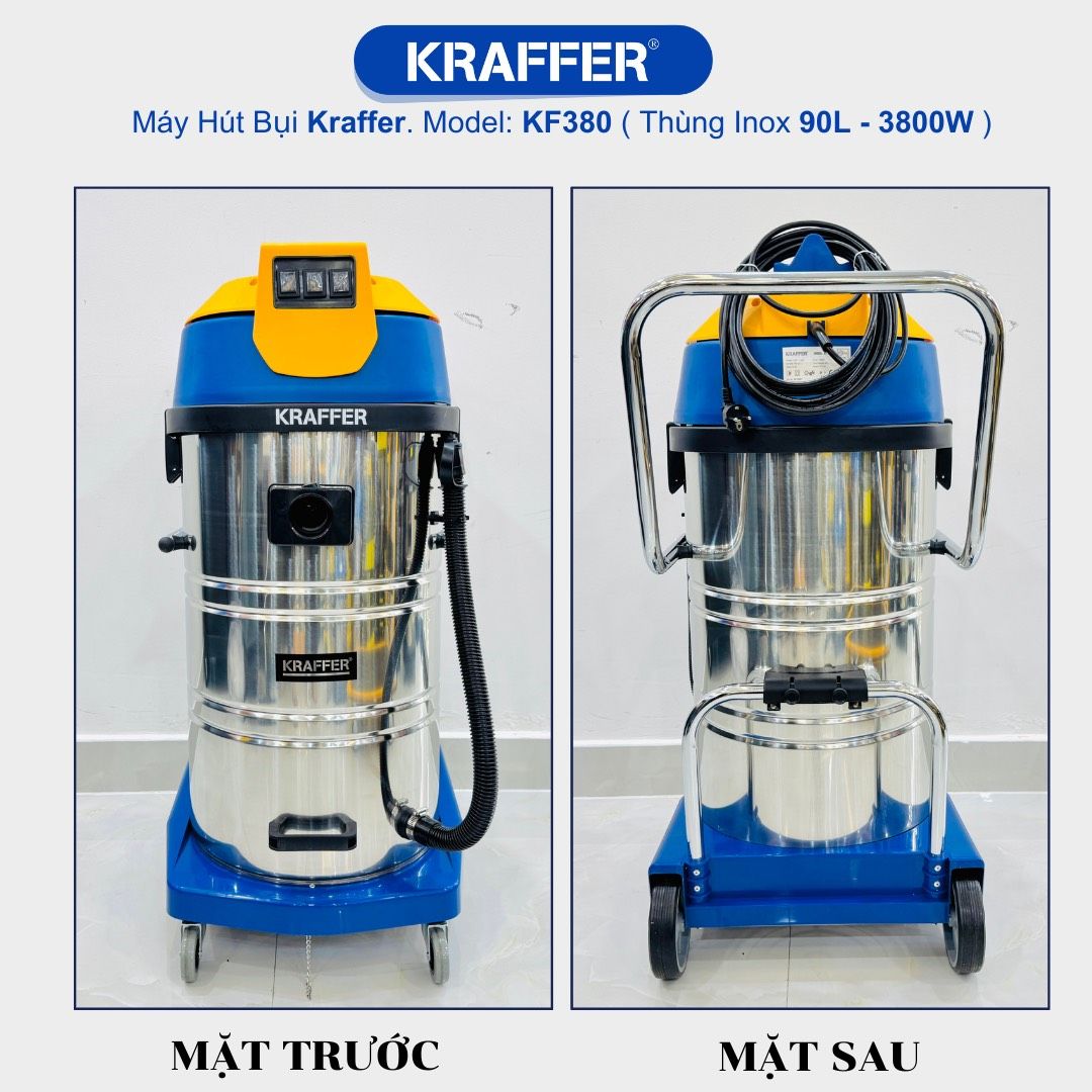 Máy hút bụi công nghiệp Kraffer KF380, công suất 3800W