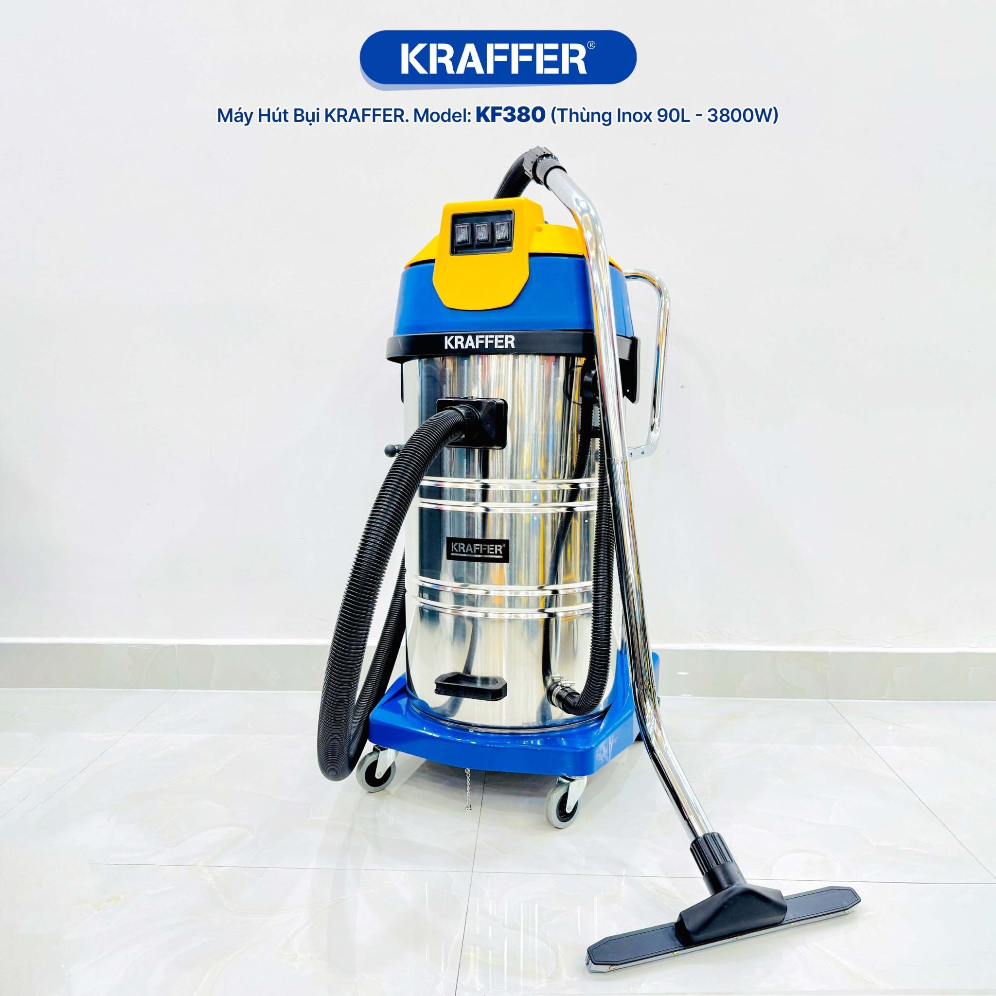 Máy hút bụi công nghiệp Kraffer KF380, công suất 3800W