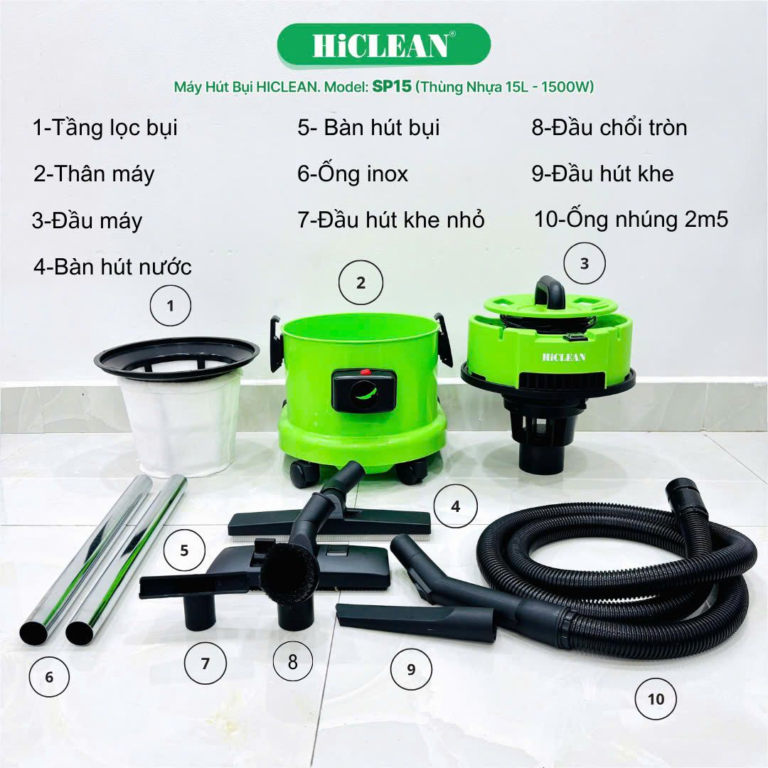 Máy hút bụi gia đình HiClean SP15, công suất 1500W