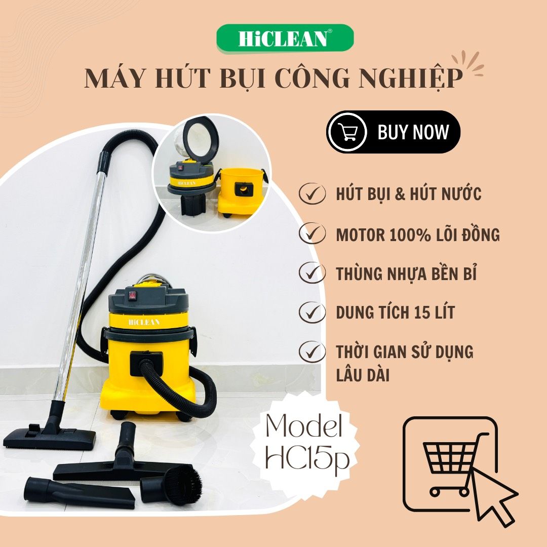 Máy hút bụi gia đình HICLEAN HC15P, công suất 1500W