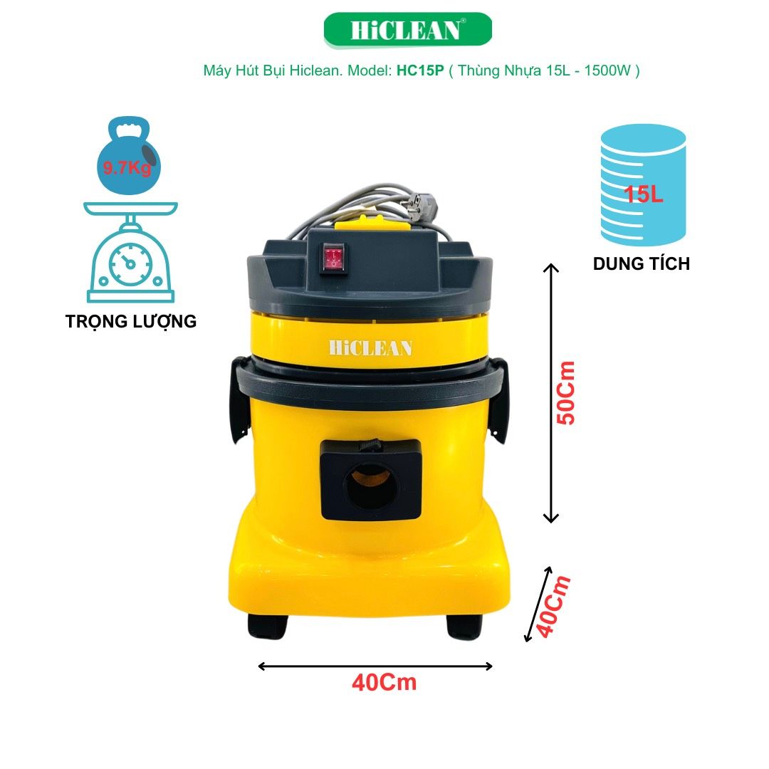 Máy hút bụi gia đình HICLEAN HC15P, công suất 1500W