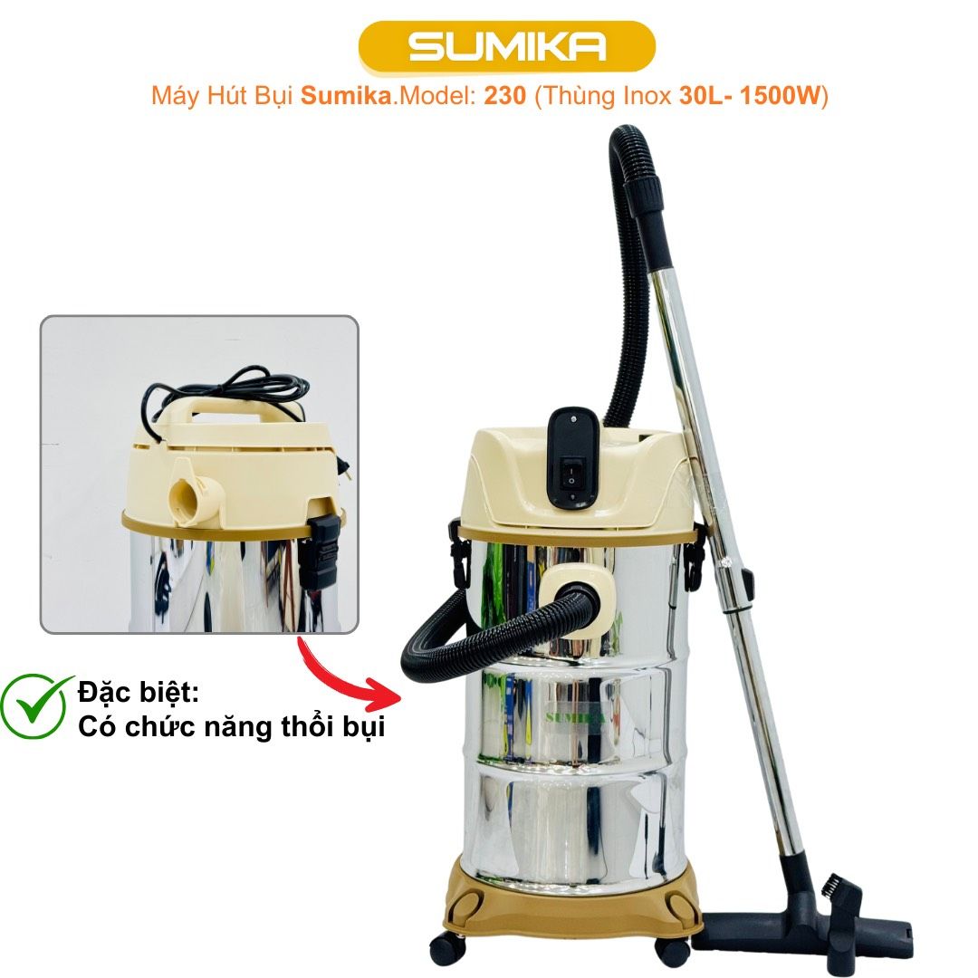 Máy hút bụi gia đình Sumika 230, 1500W, thùng chứa 30L