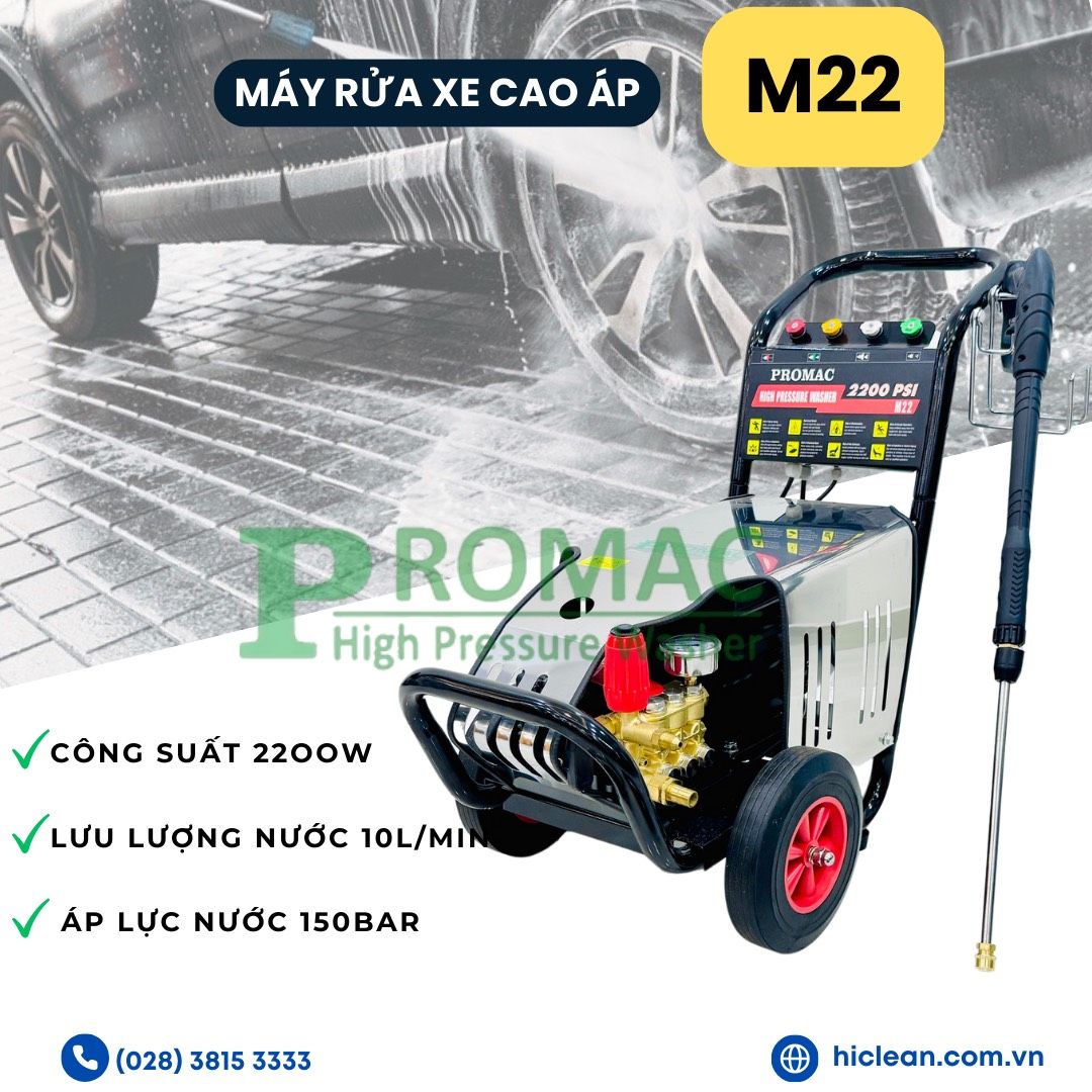 Máy rửa xe cao áp Promac M22, công suất 2200W, 150 bar